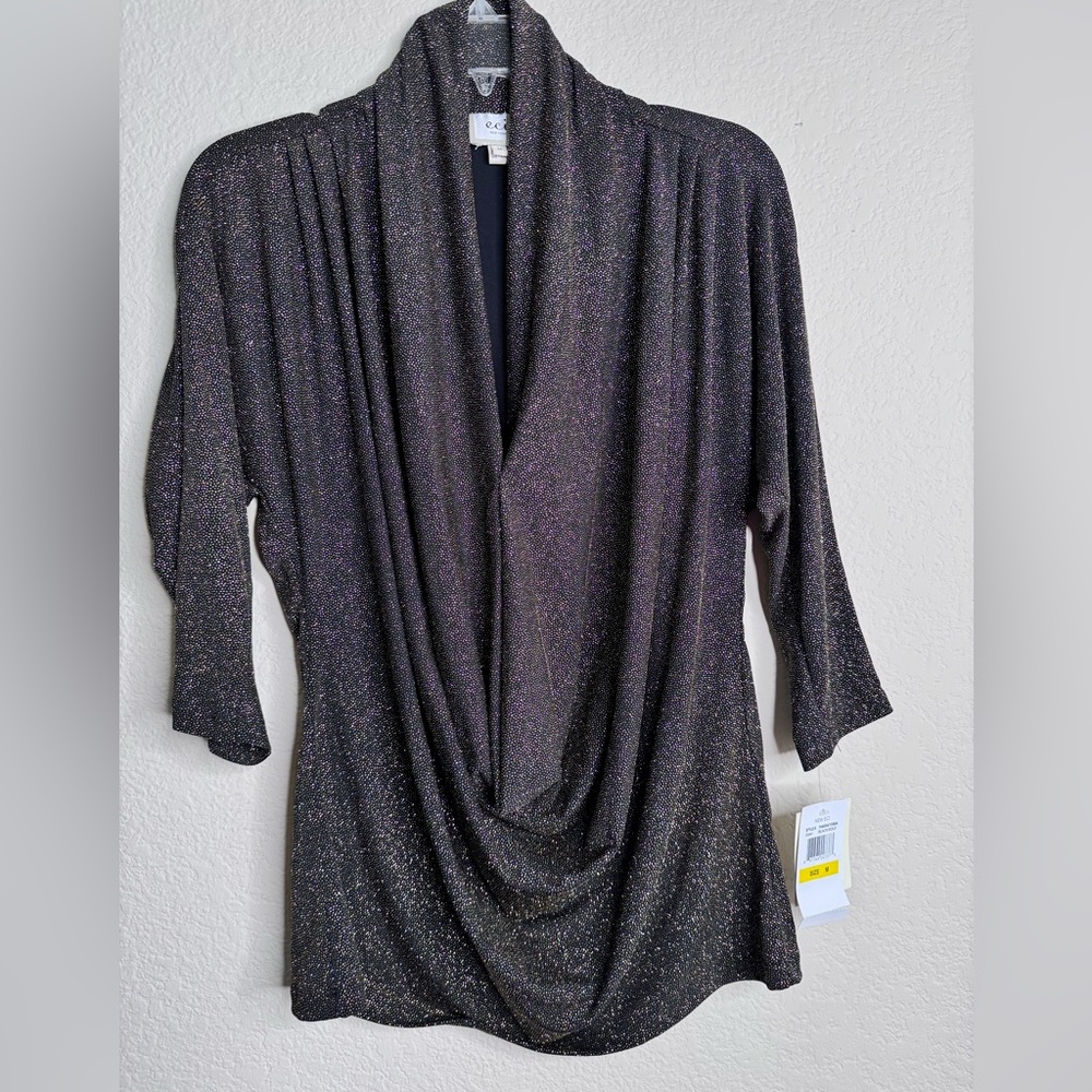 New ECI NEW YORK GOLD & black SPAKLE evening wear top sz M